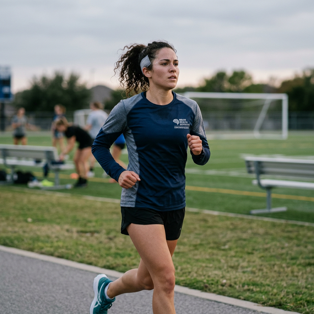 Athlete looking determined, representing dedicated concussion recovery and brain restoration