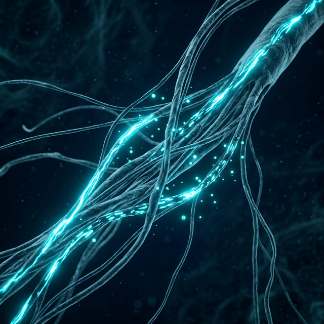 Illustration of inflamed peripheral nerve transitioning to central pain