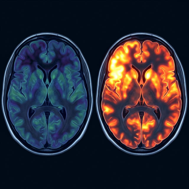 Brain scan comparison showing depression